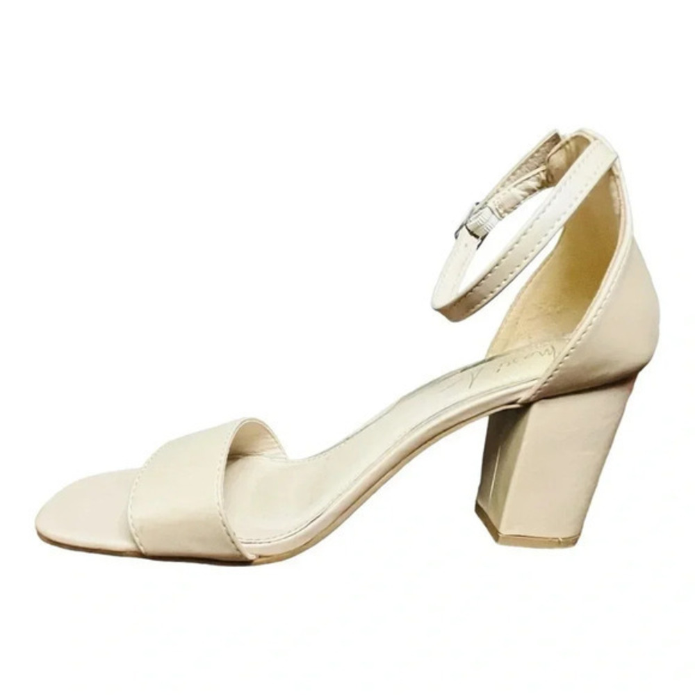 Mari A. MA-MARSHA Block Heel Sandals Womens 9 Cream Ankle Strap Square Toe Dress